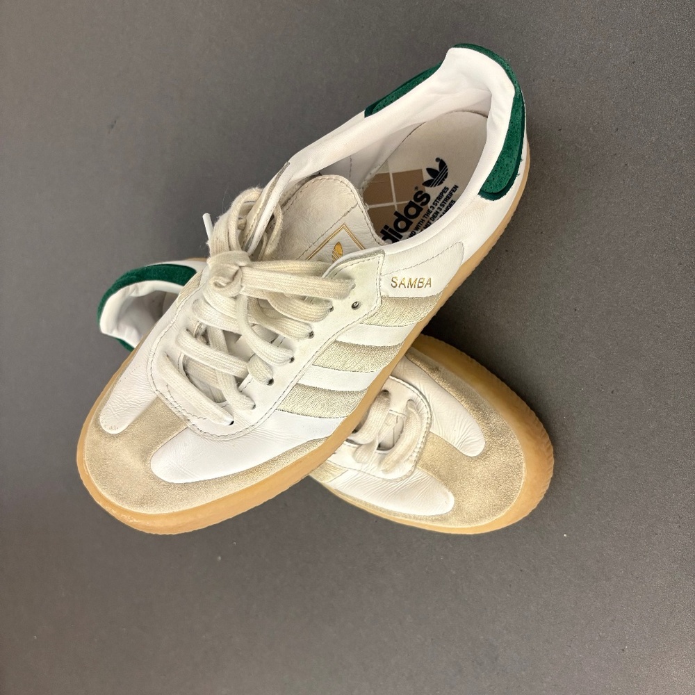 Adidas Originals Sambae Leather Womens 8.5 Sneakers 'Off White Green' IF7162 - Picture 5 of 13